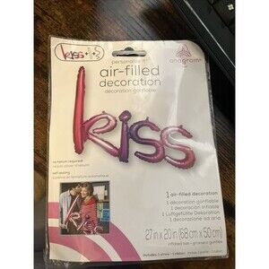 Anagram Air-Filled Decoration Balloon, KISS, pink/purple, No Helium Required!
